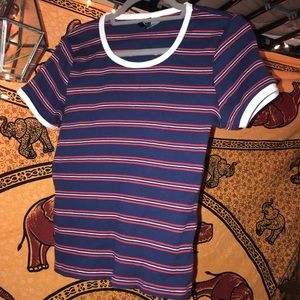 STRIPPED RIBBED T SHIRT